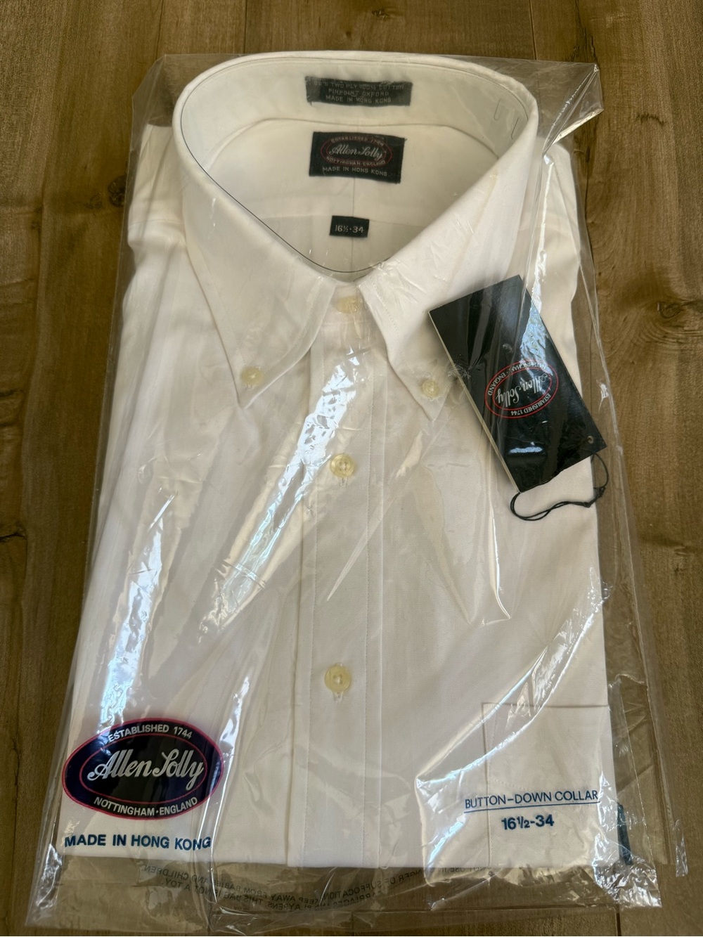 NEW Allen Solly White Button Down Shirt Pinpoint Oxford Men 16.5 34 Pocket
